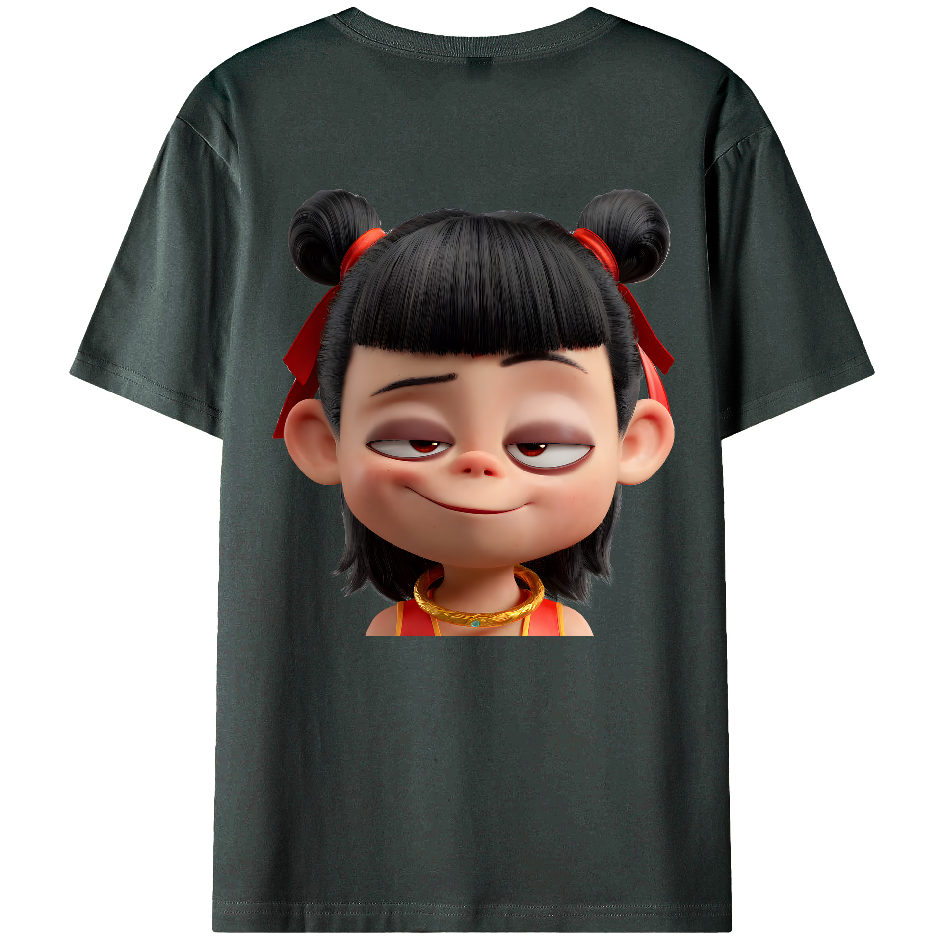 （画像用） Ne Zha 2 ナタ 魔童の大暴れ 綿100％ メンズ半袖Tシャツ（バックプリント） 通気性